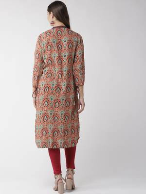 Maroon plain viscose rayon kurtas-and-kurtis 5