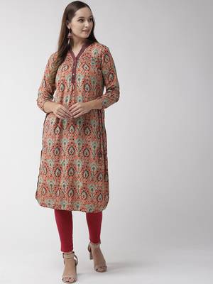 Maroon plain viscose rayon kurtas-and-kurtis 1