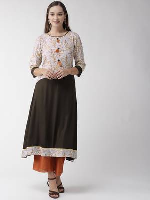 Brown plain viscose rayon kurtas-and-kurtis 1