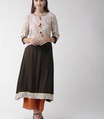 Brown plain viscose rayon kurtas-and-kurtis