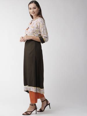 Brown plain viscose rayon kurtas-and-kurtis 2