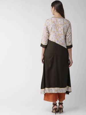 Brown plain viscose rayon kurtas-and-kurtis 3