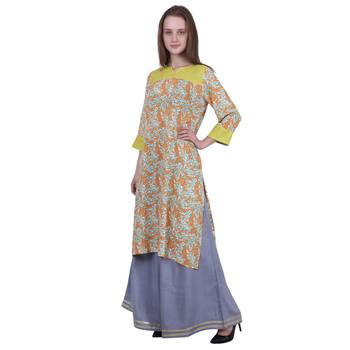 Green Printed Viscose Kurti 2