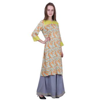 Green Printed Viscose Kurti 3