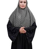 Justkartit Grey Color Pinted Women Chiffon Square Scarf Hijab