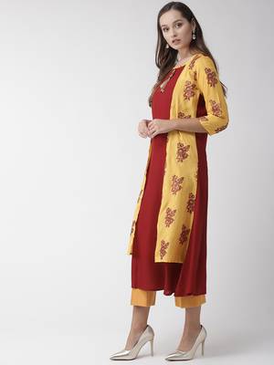 Yellow woven cotton kurtas-and-kurtis 4