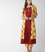 Yellow woven cotton kurtas-and-kurtis
