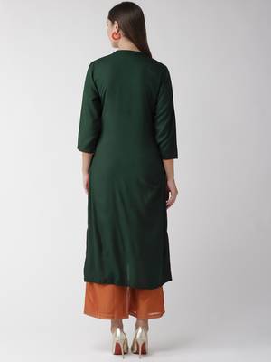 Green printed viscose rayon kurtas-and-kurtis 4