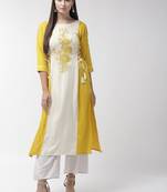 Yellow plain viscose rayon kurtas-and-kurtis
