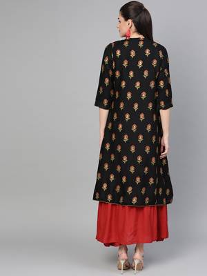 Black printed liva long-kurtis 2