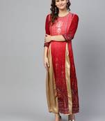 Red printed liva long-kurtis