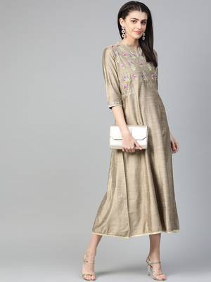 Beige printed liva long-kurtis 3