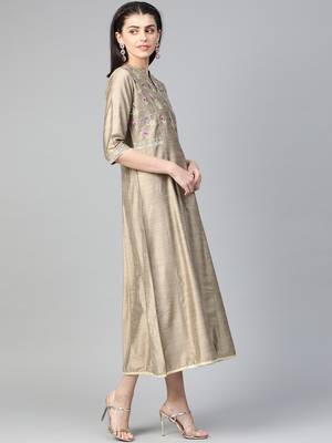 Beige printed liva long-kurtis 4