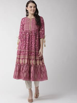 Purple printed cotton kurtas-and-kurtis 1