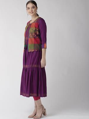 Purple printed cotton kurtas-and-kurtis 4
