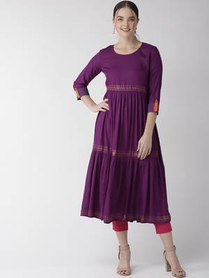 Purple printed cotton kurtas-and-kurtis 5