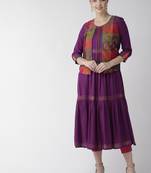 Purple printed cotton kurtas-and-kurtis