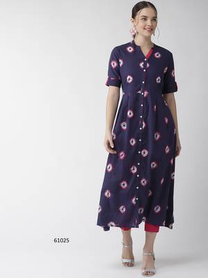 Purple plain cotton kurtas-and-kurtis 1