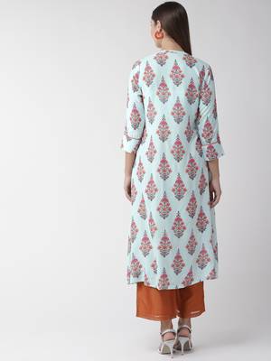 Blue plain viscose rayon kurtas-and-kurtis 2
