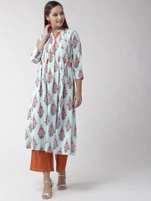 Blue plain viscose rayon kurtas-and-kurtis 1