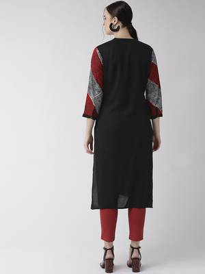 Black plain viscose rayon kurtas-and-kurtis 5