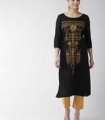 Black plain viscose rayon kurtas-and-kurtis