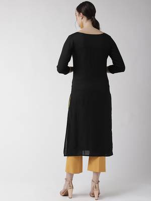 Black plain viscose rayon kurtas-and-kurtis 4
