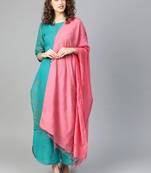 Teal printed cotton salwar