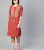 Maroon plain liva kurtas-and-kurtis