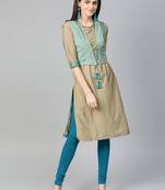 Teal plain liva kurtas-and-kurtis