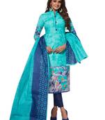 Sky-blue printed crepe salwar