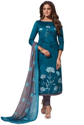 Blue printed crepe salwar 1