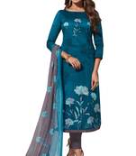 Blue printed crepe salwar