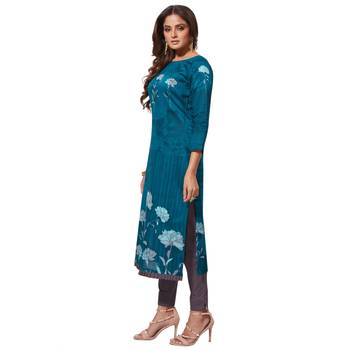 Blue printed crepe salwar 3