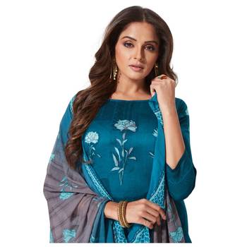 Blue printed crepe salwar 4