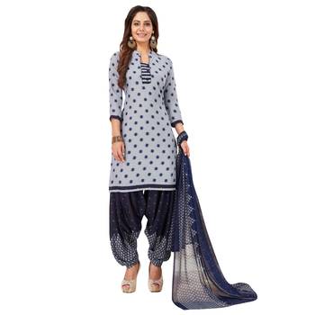 Grey printed crepe salwar 1