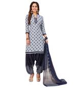 Grey printed crepe salwar