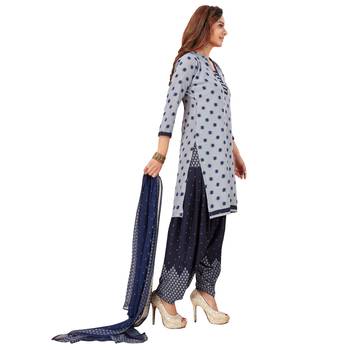 Grey printed crepe salwar 3