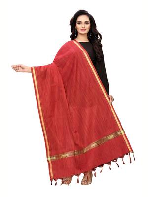 Red Bhagalpuri Silk Woven Womens Dupatta 1