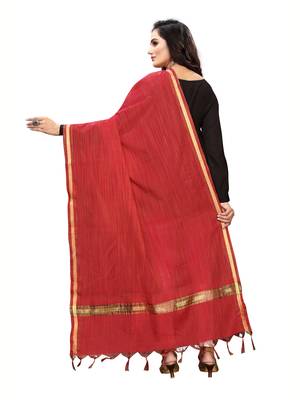 Red Bhagalpuri Silk Woven Womens Dupatta 3