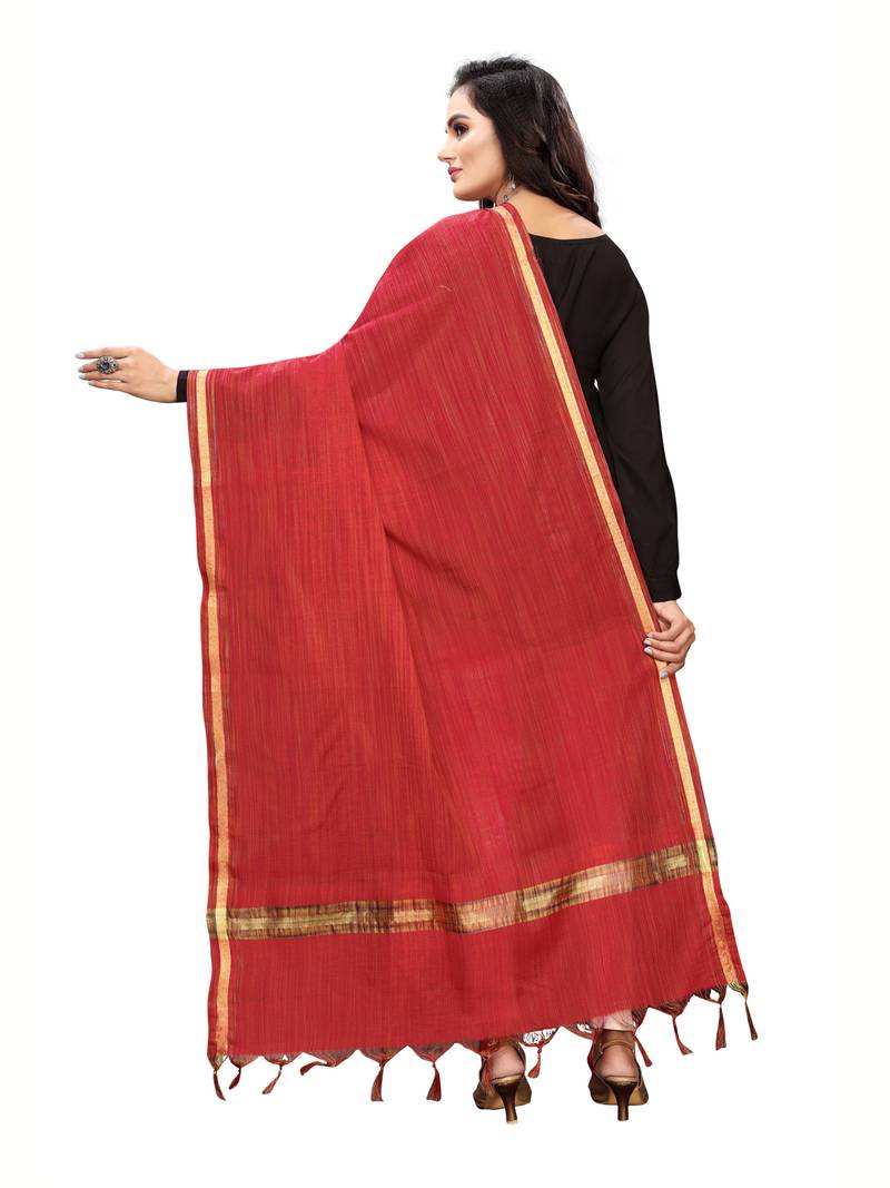 Red Bhagalpuri Silk Woven Womens Dupatta