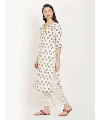 Mustard printed Kurta With Palazzo 4