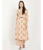 Peach printed Kurta With Palazzo