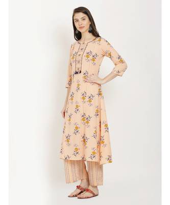 Peach printed Kurta With Palazzo 4