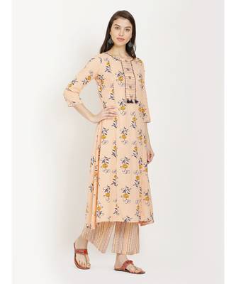 Peach printed Kurta With Palazzo 5