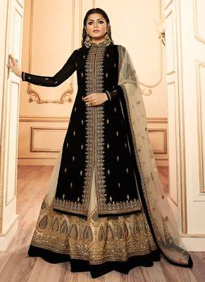 Black embroidered satin salwar 1