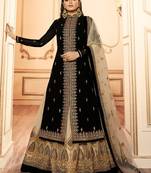 Black embroidered satin salwar