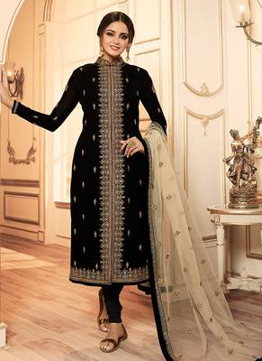 Black embroidered satin salwar 2