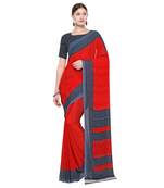 red printed georgette designer saree with blouse