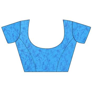 blue printed georgette designer saree with blouse 4